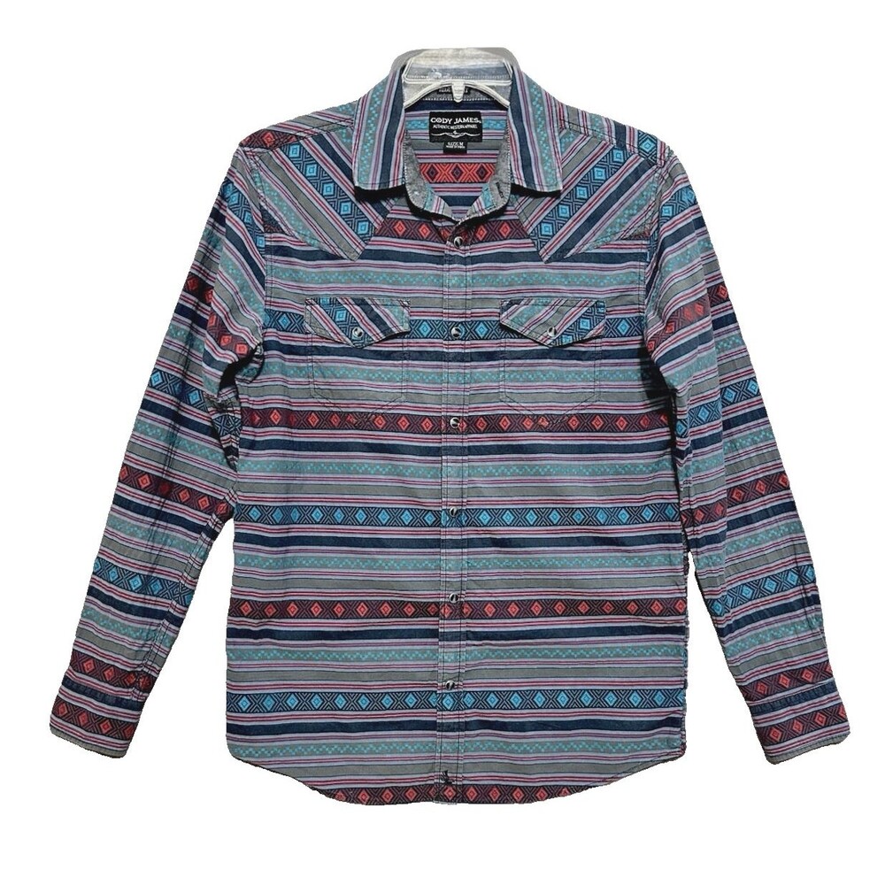 Cody James Shirt Sz Medium Pearl Snap Yoked  Long Sleeve Aztec Southwest Cowboy
